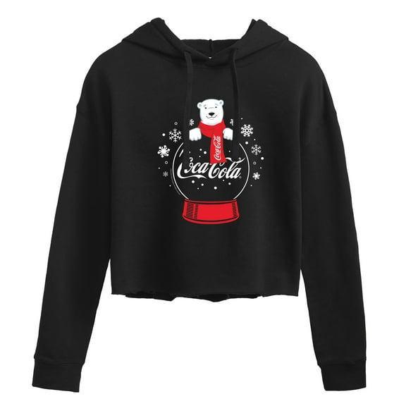 Coca-Cola - Polar Bear Snowglobe - Juniors Cropped Long Sleeve Fleece Hoodie
