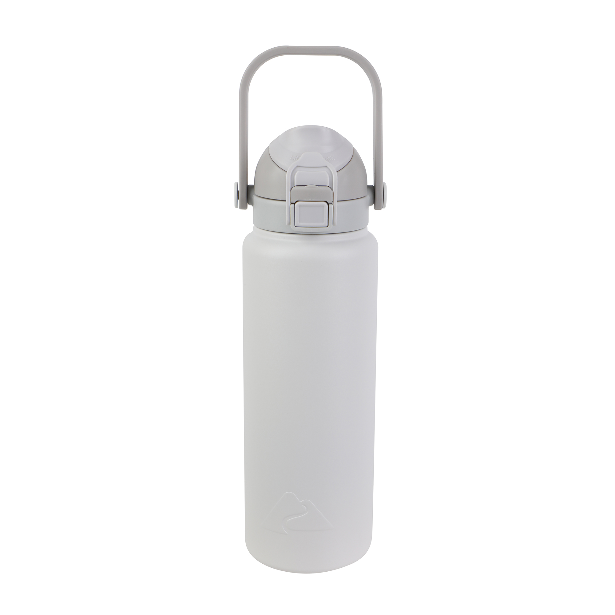 Botella de agua aislada al vacío de acero inoxidable de 30 oz con doble tapa, pared doble, tapa para sorber y verter, color gris claro 4