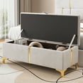 thumbnail image 2 of Velmero Lit Grand avec Rangement Rembourré, Vérin Hydraulique et Assemblage Facile - Aucun Sommier Requis, Beige, 2 of 12