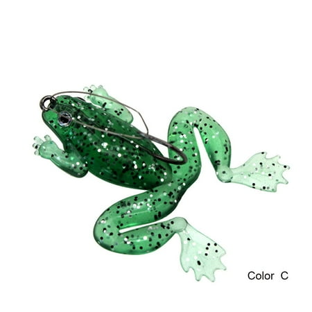 5.2g/6cm Durable New Lifelike Portable Spinner Sinking Bass Bait Rubber Frog Soft Fishing Lures COLOR C