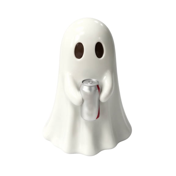 Halloween Decorations Halloween Cute Ghost Holding Cola Can Resin Figurine Spooky Tabletop Decor for Mantel Shelf Home Party - Silver