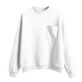 thumbnail image 3 of Loose Sweatshirts for Women Cotton Fleece Mock Crew Neck Pullover Sweater Chest Pocket Dropped Long Sleeve Tops (XL, White), 3 of 3