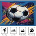 thumbnail image 4 of Sports Theme Area Rugs, Graffiti Soccer Ball Pattern Carpet, Washable Non Slip Low Pile Soft Rug for Living Room Bedroom Decor Mat 2x3ft, 4 of 8