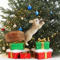Zawou Foam Simulation Squirrel Pendant Christmas Tree Decoration, Mini Desktop Holiday Ornament, Cute Seasonal Accent for Indoor Display