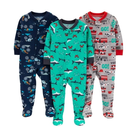 - Long Sleeve Footed Pajamas Bundle, 3 pack (Baby Boys)