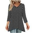 thumbnail image 2 of Zedker Casual 3/4 Sleeves Womens Blouses Classic Trendy Printed Womens Tops Comfy Loose V-Neck Womens Blouses,Black,L, 2 of 6
