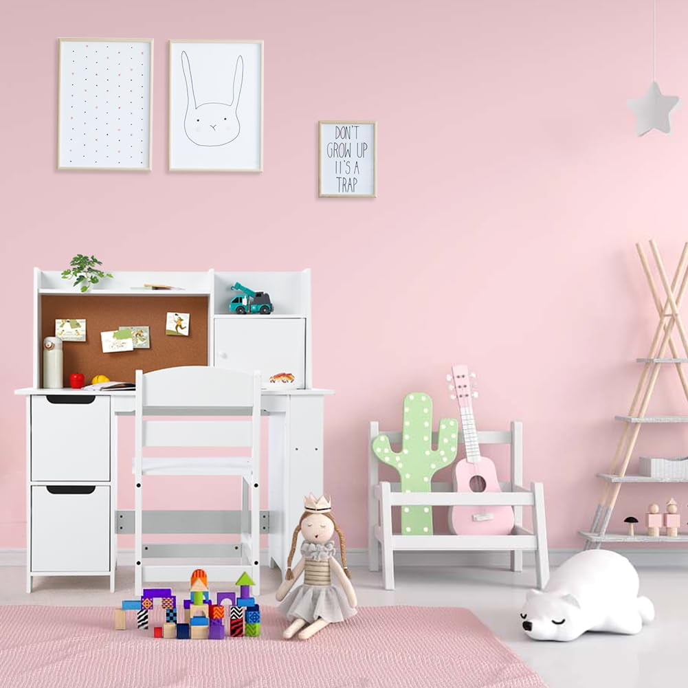 strundghti Kids Storage Activity Table Chair Set, White