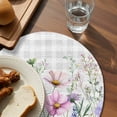 thumbnail image 3 of Spring Floral Round Placemats Set of 8 for Dinning Tables,Heat-proof Braided Table Mats 15 Inch,Wildflowers Herbs Summer Botanical Plaid Washable Place Mat for Kitchen Restaurant Party Table Decor, 3 of 9