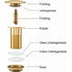 thumbnail image 3 of ZHAOCHENG Tapón de desagüe universal para fregadero y lavabo - Válvula emergente moderna - Válvula de desagüe con rebosadero, latón, acero inoxidable, dorado, 3 of 5