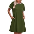 thumbnail image 3 of Vetsdori Short Sleeve Mini Dresses for Junior Summer Plain Sundress Party,Holiday Outfits Crew Neck Womens Dress A-Line, 3 of 9