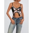 thumbnail image 5 of Musuos Women's Summer Mini Cami Tops Black Sleeveless Backless Deep V Neck Floral Vests, 5 of 10