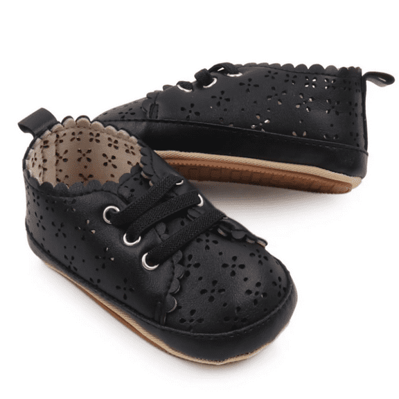 Baby Girls Black Eyelet Sneakers