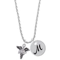 thumbnail image 1 of Delight Jewelry Silvertone Caduceus - RNP Silvertone Script Initial Disc - M - Charm Necklace, 20"+3", 1 of 4