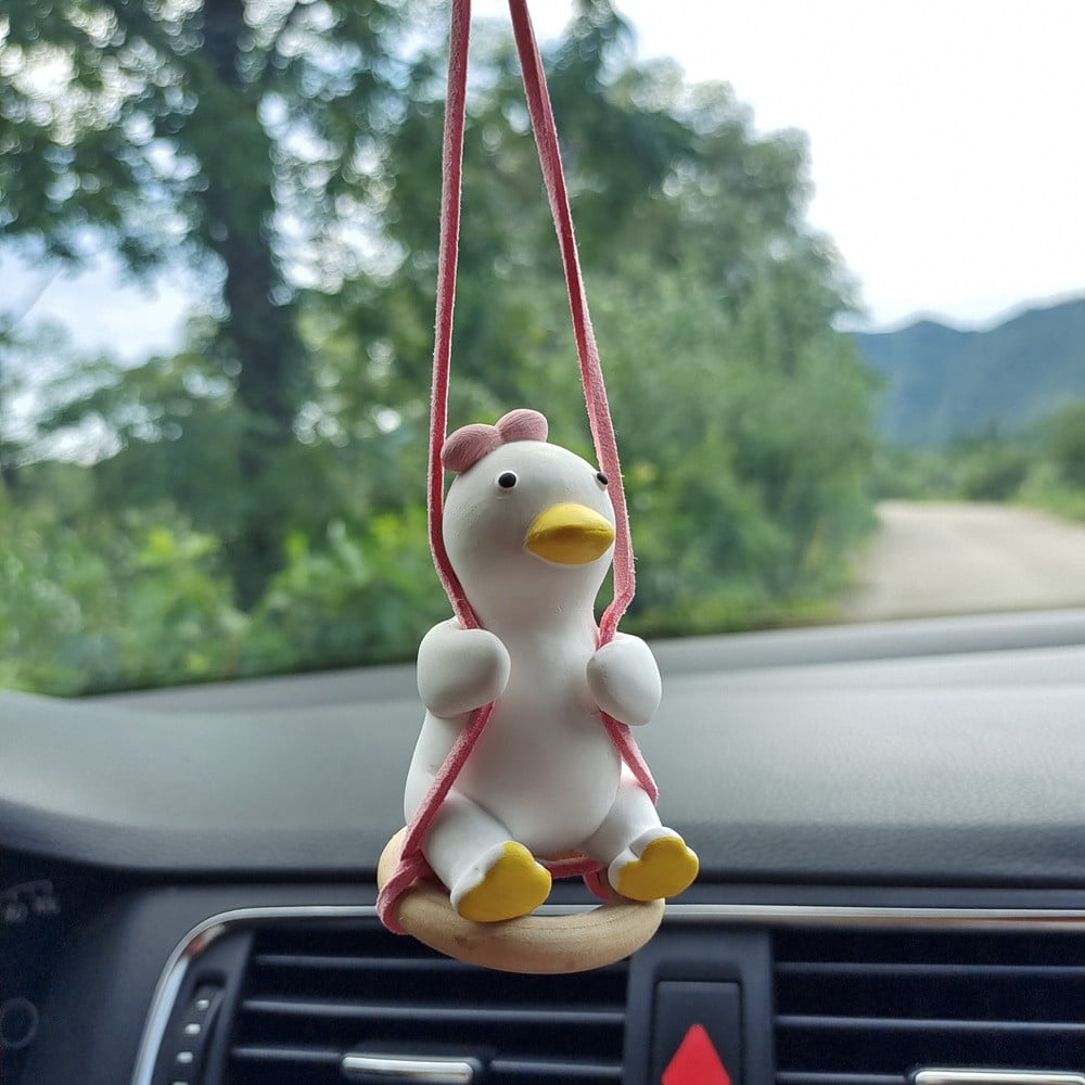 Car Dashboard Decoration Toys Duck With Helmet And Chain Doll Car Accessories 