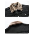 thumbnail image 4 of Men's Warm Sherpa Lined Denim Jacket Button Pockets Classic Trucker Outerwear Black L, 4 of 9