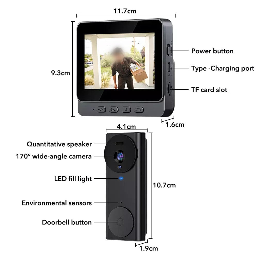 Whatever You Like-4.3" Wireless Video Door Bell Phone Intercom System Monitor Doorbell Camera