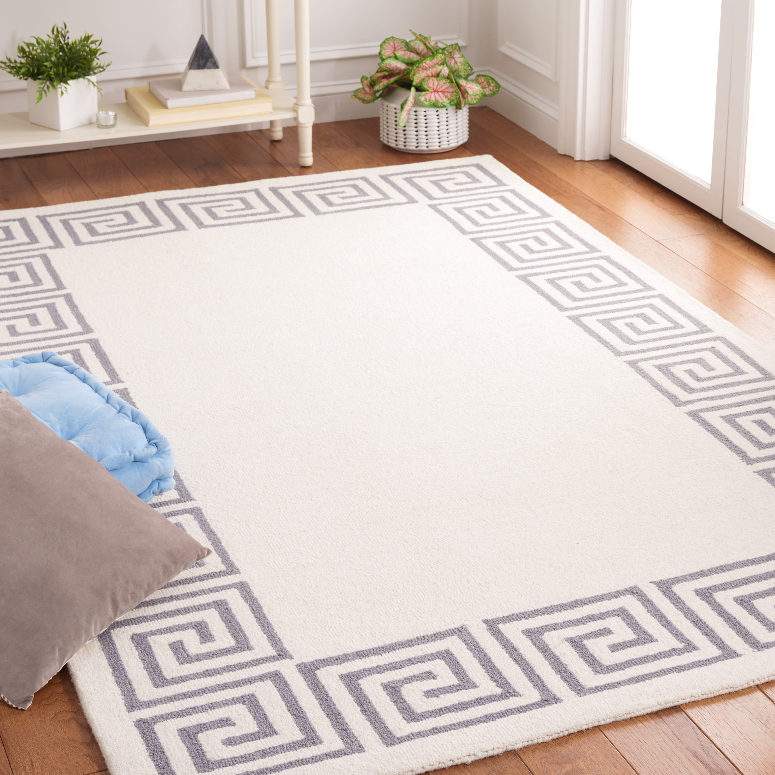 SAFAVIEH Metro Ivonette Bordered Area Rug, Ivory/Grey, 8' x 10'