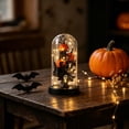thumbnail image 4 of Halloween Decorations LED Light Up Black Rose Skull Skeleton Hand in Glass Dome Battery-Operated Tabletop Decor with Fairy Lights Spooky Gothic Party Decor Gifts For Mom Wife Her, 4 of 6