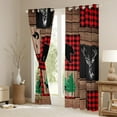 thumbnail image 3 of Manfei Wildlife Moose Bear Black Out Curtains for Men, Rustic Farmhouse Cabin Curtains Pack of 2 (42x63 Each), Buffalo Plaid Patchwork Bedroom Curtains, Curtains and Drapes Decor, 3 of 6