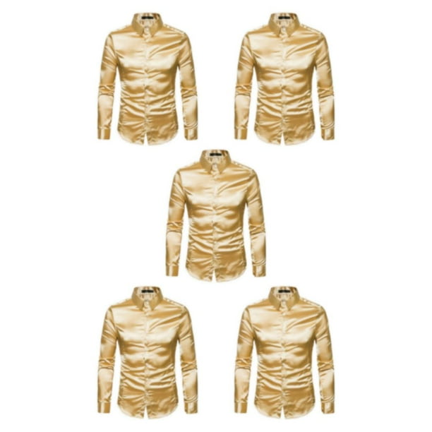 Qarigey Cuello de camisa de manga larga formal con botones - diario para hombres Camisa de hombre de secado rápido Manga larga formal Amarillo Type2 NO2