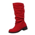 thumbnail image 2 of Women's Casual Mid Calf Boots, Plus Size Suede Round Toe Slouch Design with Breathable Lining, Trendy Boots for Daily Leisure Gift, 2 of 9