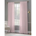 thumbnail image 4 of Pink Striped Semi Sheer Window Curtains 96 Inches Long, Modern Simple Farmhouse Beige Vintage Rod Pocket Voile Silky Chiffon Curtain Light Filtering Drapes for Living Room, Kitchen, 52"x96", 2 Panels, 4 of 9