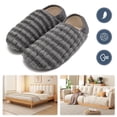 thumbnail image 1 of Pantuflas interior para casa calcetines zapatos mocasines con espalda cerrada forro polar peluche mujer (gris 40-41), 1 of 9