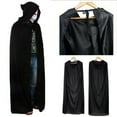 thumbnail image 3 of 2020 Hooded Black Halloween Cloak Cape Wizard Vampire Witch Robe Gothic Medieval, 3 of 4