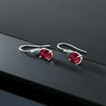 thumbnail image 5 of Gem Stone King 10K White Gold Red Created Ruby and Blue Diamond Dangle Earrings for Women (2.43 Cttw, Gemstone Birthstone, Oval 8x6mm), 5 of 5