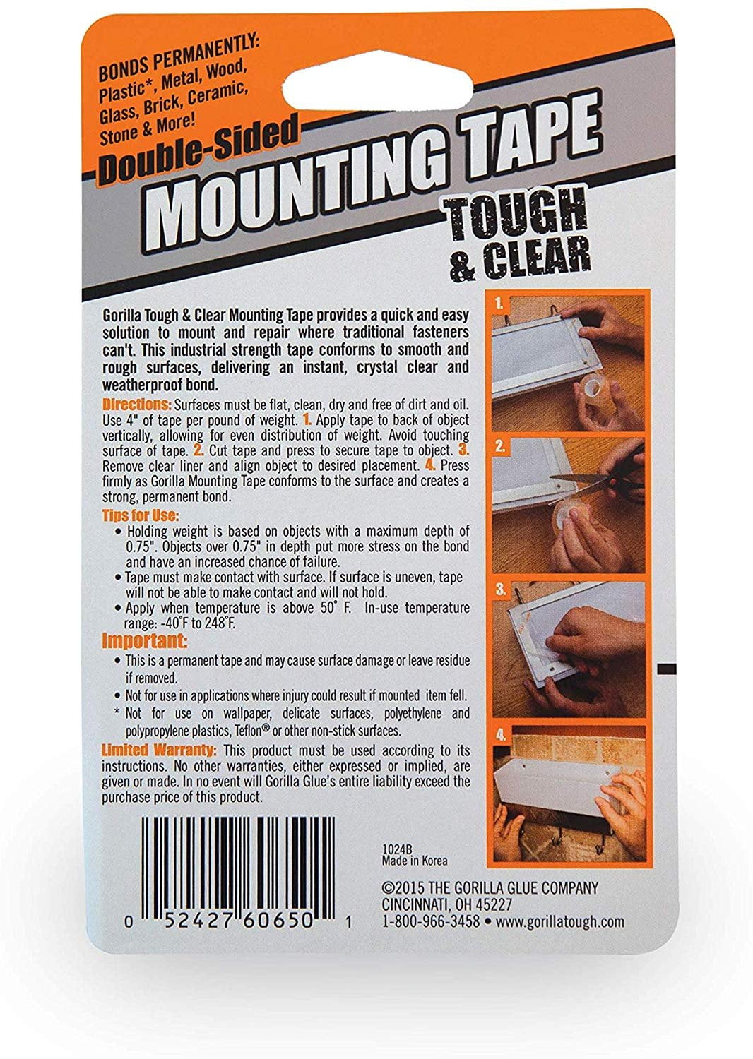 Gorilla Mounting Tabs Squares Double Sided Tape Sticky Pads