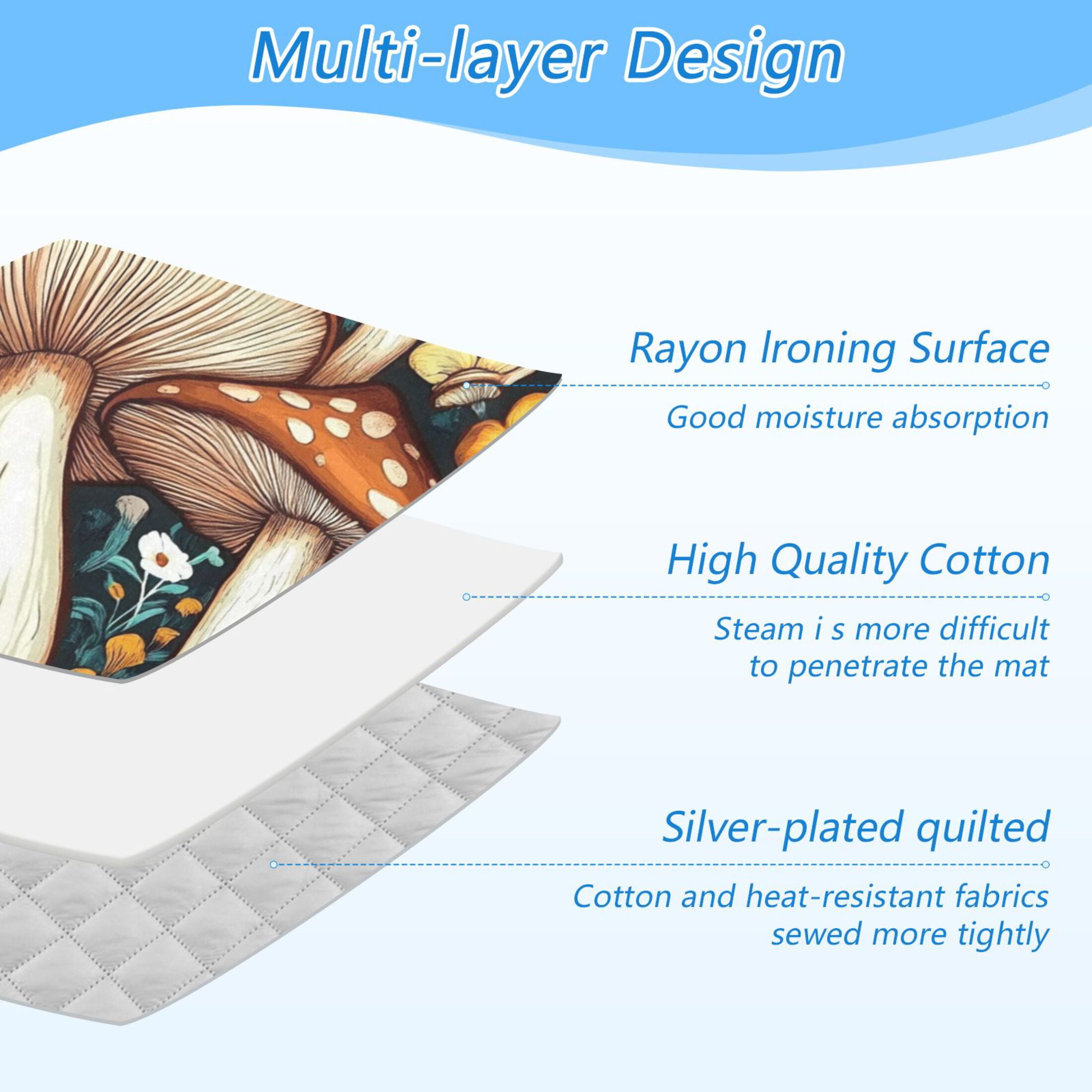 Bright Brown Mushrooms Ironing Mat Blanket for Table Top Travel Portable Ironing Board Pad 47.2x27.6 Inch