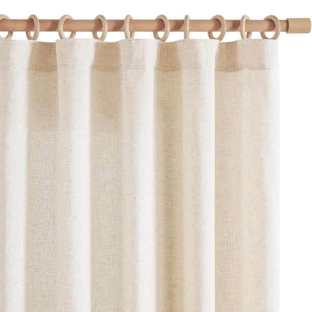 Cortinas Jinchan de lino suave de 300 cm, color natural, con 2 paneles