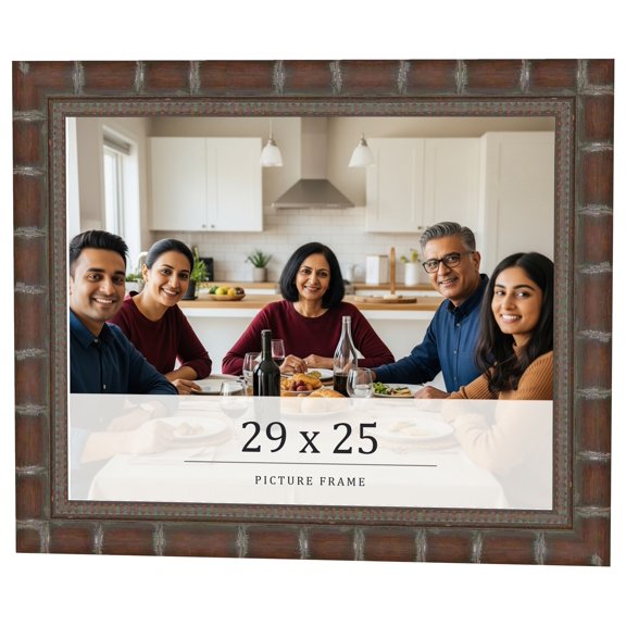 29x25 Dark Brown Bamboo Real Wood Picture Frame Width 1.5 inches | Interior Frame Depth 0.5 inches
