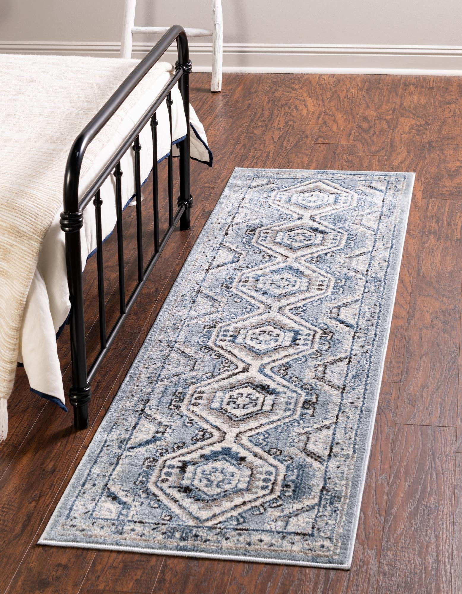 Charlotte Collection Rug 8 Ft Runner Light Blue LowPile Rug