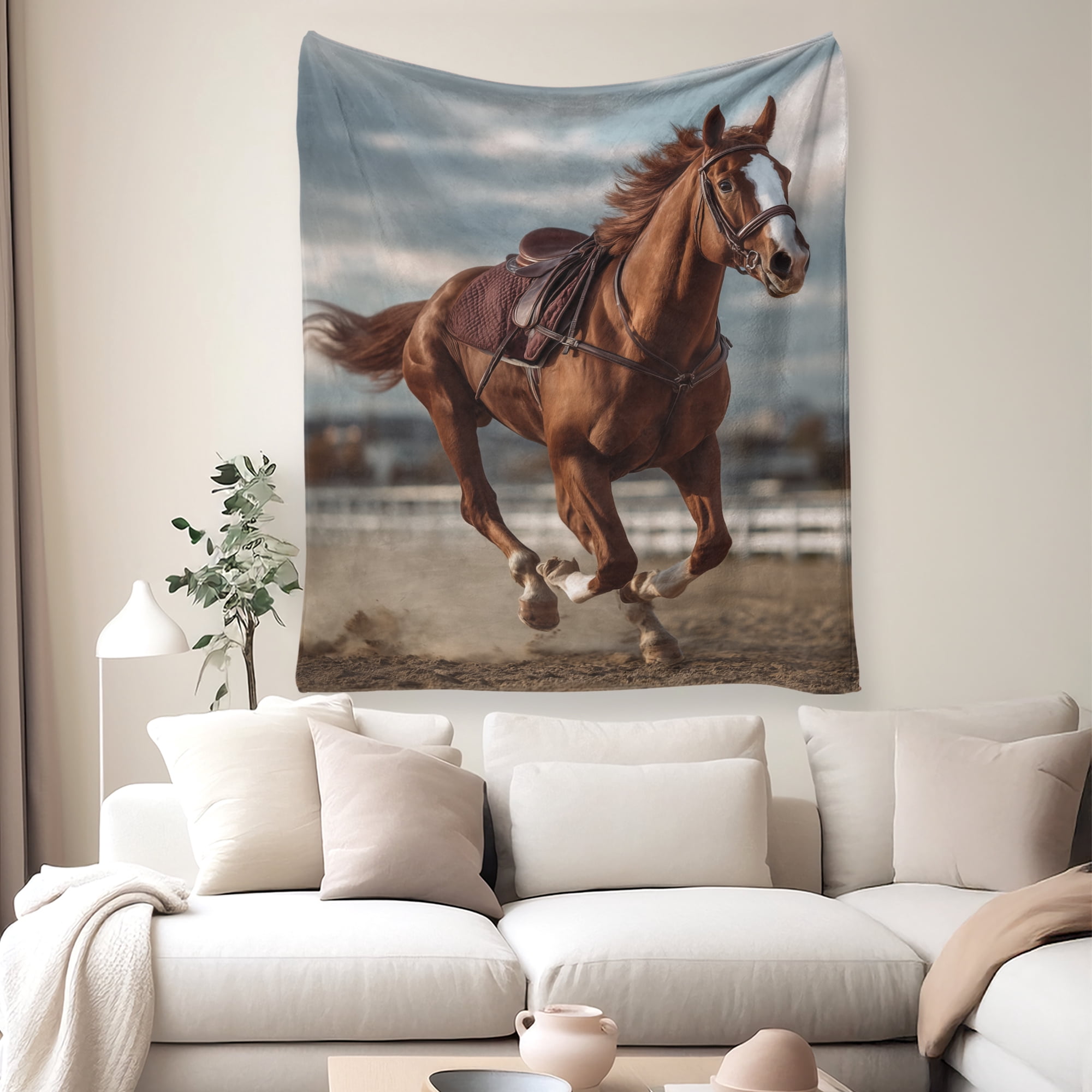Flannel Fleece Throw Blanket, Soft Large Throw Blanket, Lightweight Cozy Plush Throw Blanket Fit Sofa Bed, 30"x40", Horse