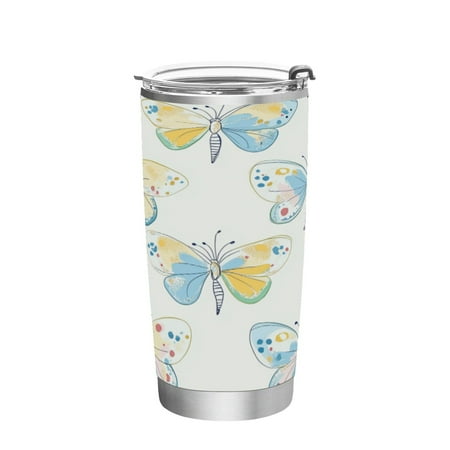 

20oz Straw Mugs with Handle and Straw Lid Sports Mugs Car Mugs Pink and Blue Butterfly