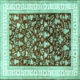 thumbnail image 1 of Ahgly Company Machine Washable Indoor Square Persian Turquoise Blue Traditional Area Rugs, 3' Square, 1 of 4