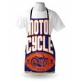 thumbnail image 4 of Motorcycle Apron, Grunge Style Typographic Poster Like Design Ride or Die Skulls, Unisex Kitchen Bib with Adjustable Neck for Cooking Gardening, Adult Size, Blue Violet Orange and White, by Ambesonne, 4 of 4