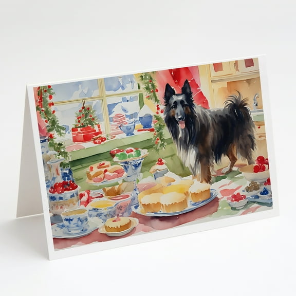 Belgian Sheepdog Christmas Cookies Greeting Cards Pack of 8 7 in x 5 in