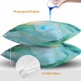thumbnail image 4 of Throw Pillow Covers 20x20 Inch Set of 2, Teal Marble Waterproof Outdoor Pillow Covers, Abstract Art Modern Ink Painting Decorative Cushion Pillowcases for Couch, Sofa, Bed, Garden, Patio, 4 of 9
