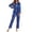 Blue, variant on Satin Pajamas for Women Set Petite Silk Lounge 2 Piece Fall Sleepwear Button Down Loungewear Matching Clothing S-2XL