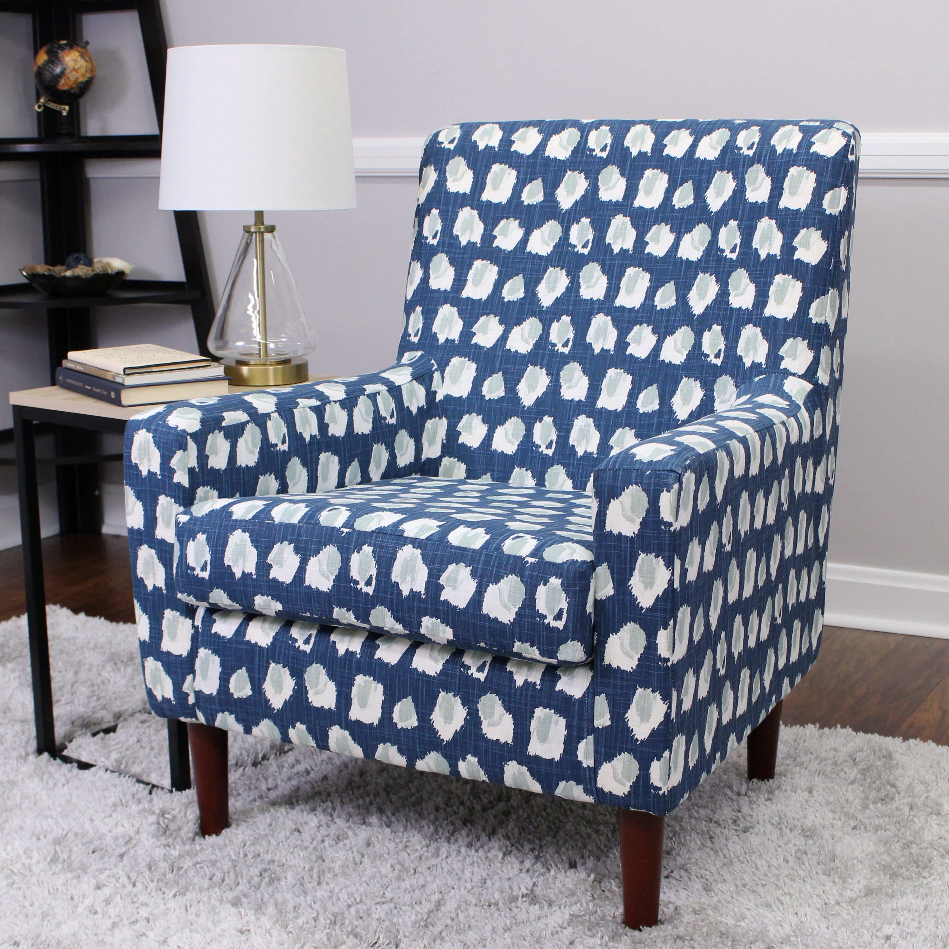 Mainstays Kinley Lounge Arm Chair, Blue Polyester Fabric