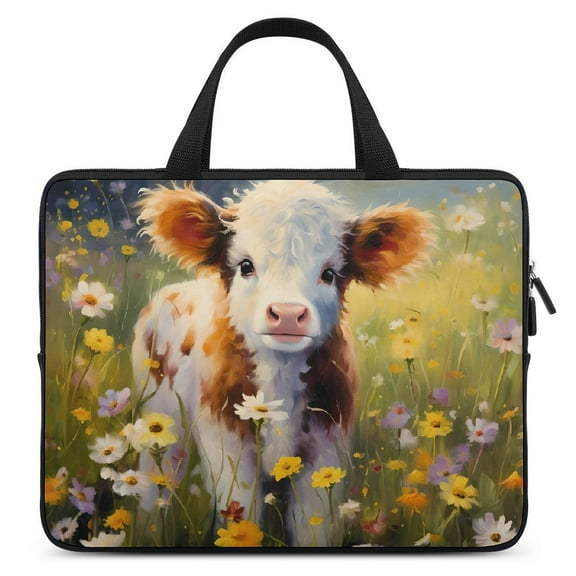 JRXY Cute Highland Cow Laptop Carrying Bag Computer Protective Handle Case 10inch
