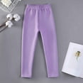 thumbnail image 4 of GBSYEWXS Leggings For Girls Toddler Solid Color Ankle Slim-Leg Fleece Lined Comfortable Purple Trousers Size 3-4 Years, 4 of 6