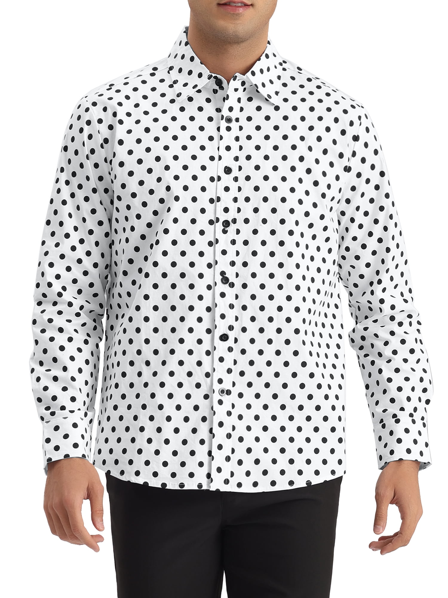 De Vestir Camisa Blanca Con Lunares Camisa De Manga Larga Para