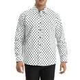 thumbnail image 1 of Camisa de patrón de lunares INSPIRE CHIC para hombres, de manga larga, con bloques de color, talla 2XL, blanca, 1 of 6