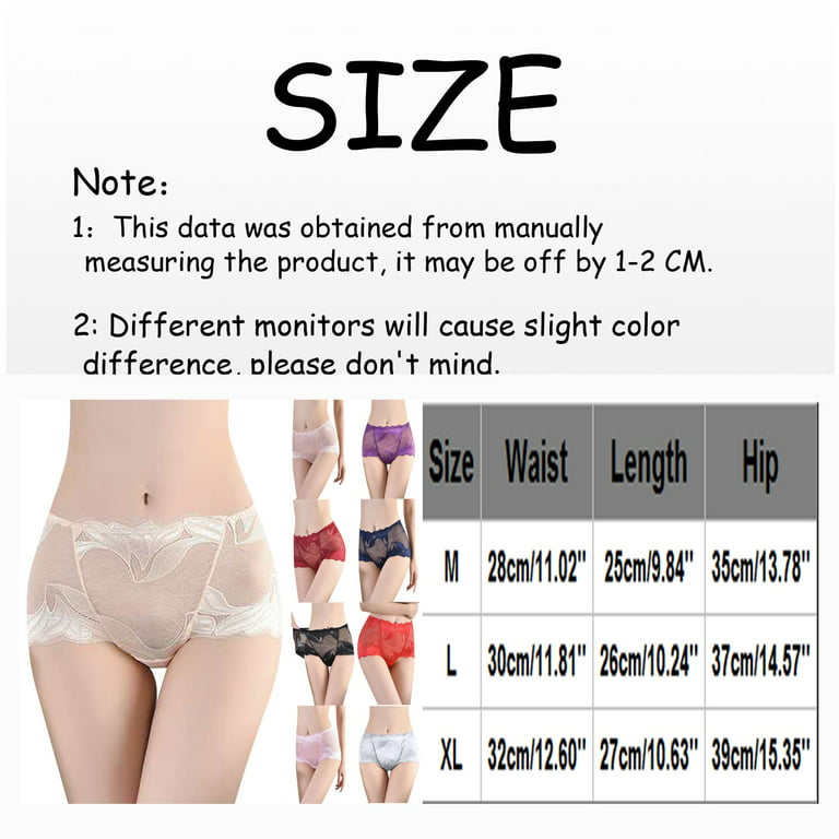RPVATI Underwear Pack for Women Lace See Through Womens Plus Panties High  Waisted Ruffle Brief Underwear for Women Polyester Wine M 