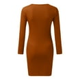 thumbnail image 4 of MSJUHEG Sweater Dress For Women Mini Dress Womens Long Sleeve Square Neck Split Slim Fit High Waist Stretch Midi Bodycon Dress Homecoming Dresses Brown M, 4 of 4