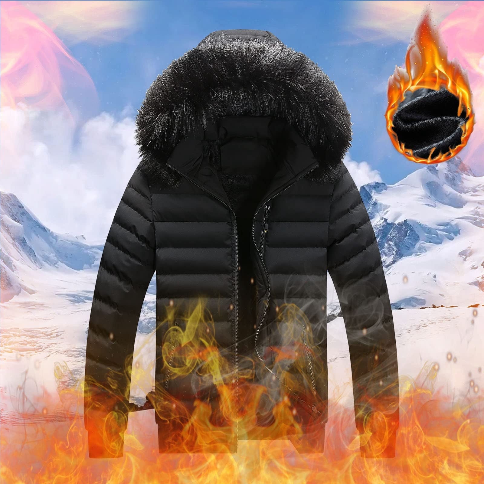 Sweat à Capuche Zippé Homme - Veste D'hiver Doublée Polaire - Coupe-vent Avec Poches - Décontracté - 3