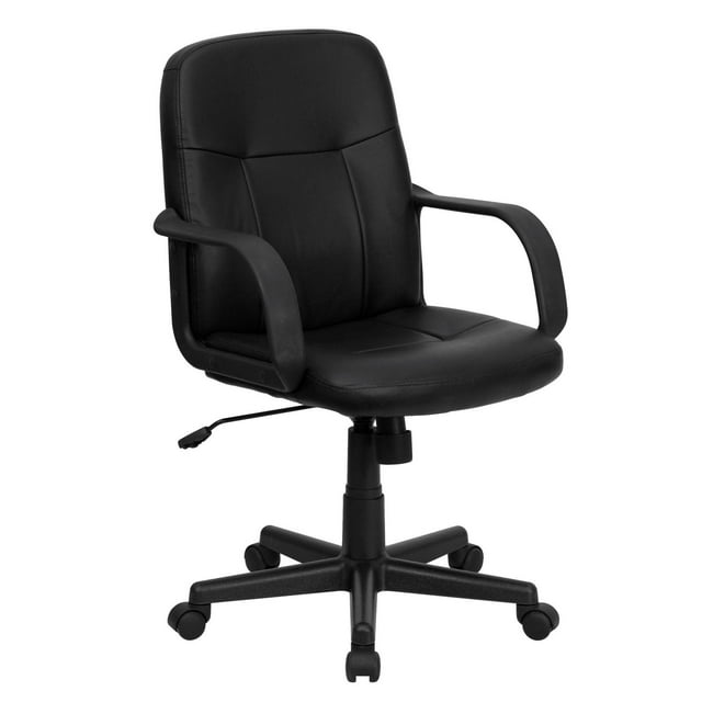 Mid-Back Black Glove Vinyl Executive Swivel Chair with Arms